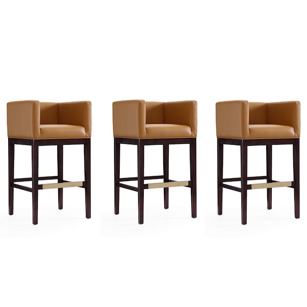 Manhattan Comfort Kingsley Barstool in Camel and Dark Walnut, PK3 3-BS012-CL - main